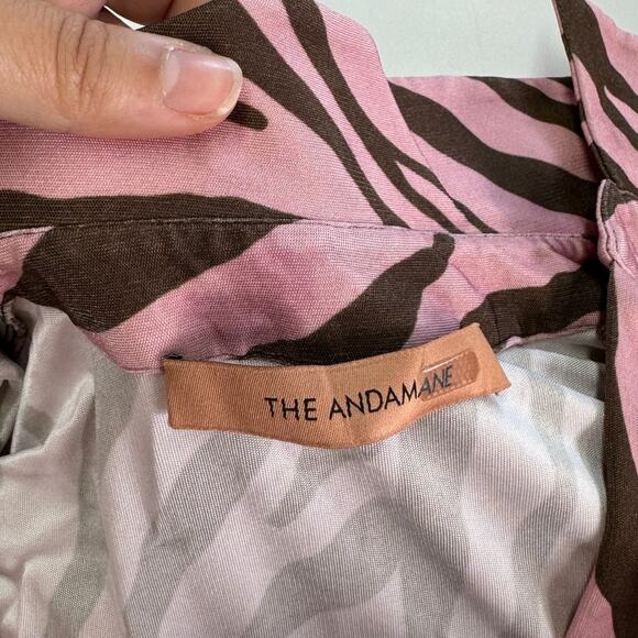 The Andamane Dress Womens 10 Pink Jane Zebra Wrap Mini Collared Jersey - Picture 8 of 12